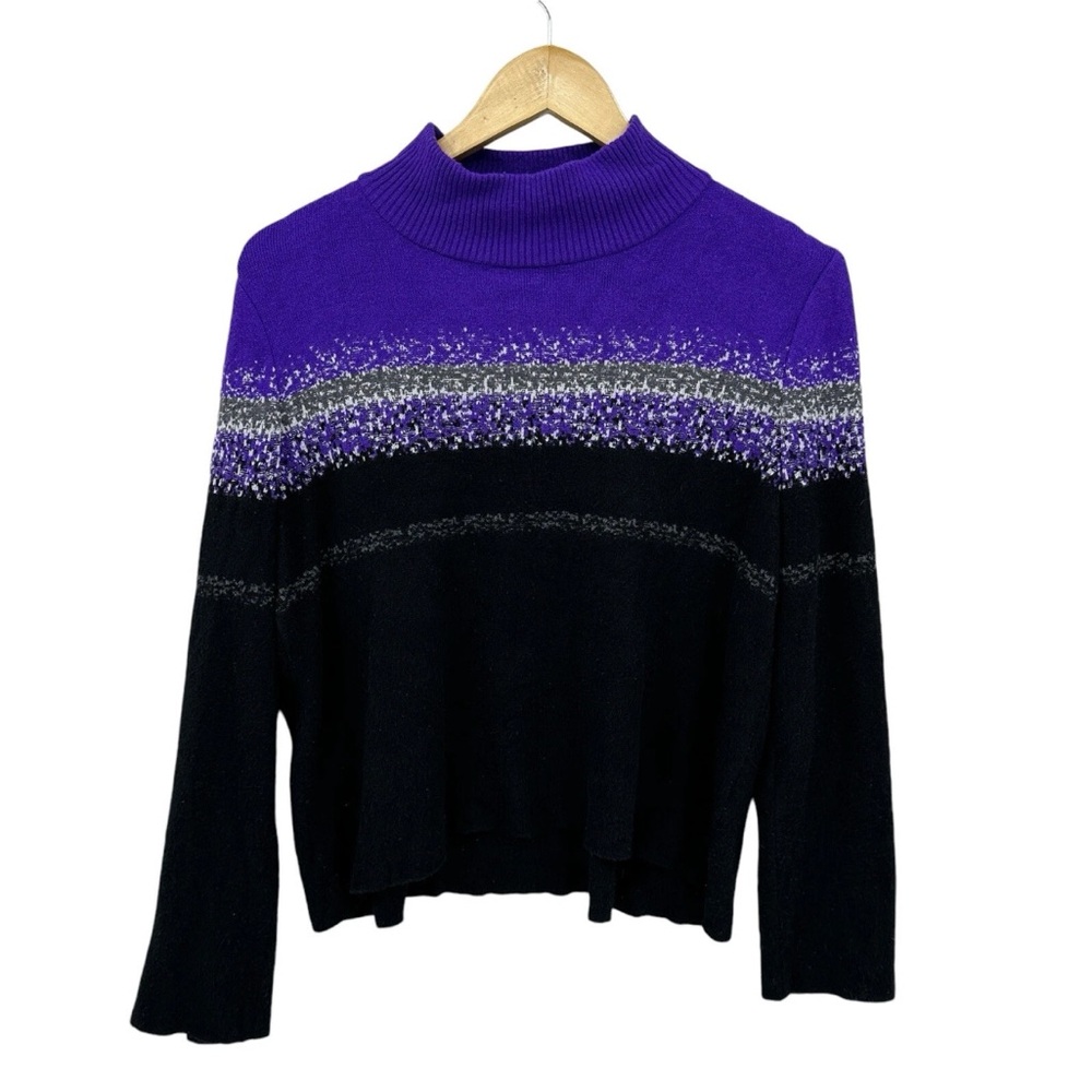 MING WANG Sweater Pullover Purple Black
